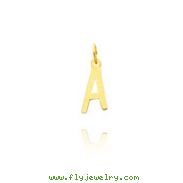 14K Yellow Gold Small Slanted Block Initial "A" Charm