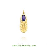 14K Yellow Gold Solid February/Amethyst Baby Sneaker Charm