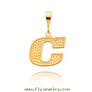 14K Yellow Gold Textured Block Initial "C" Pendant