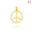 14K Yellow Gold Textured Peace Sign Pendant