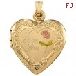 14K Yellow Gold Tri Color I Love You Heart Shaped Locket
