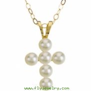 14K Yellow Gold Youth Pearl Necklace With 15.00 Chain