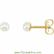 14K Yellow PAIR 03.25 MM;P;CHILDRENS BUTTON PEARL EARRING Youth Button Pearl Earrin