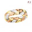 14K Yellow White Rose Gold Tri Color Hand Woven Band