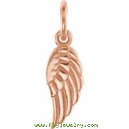 14kt Rose CHARM Complete No Setting 19.70X05.50 MM Polished POSH MOMMY COLL WING CHRM W/JR