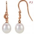14kt Rose EARRINGS Complete with Stone NONE DROP 06.50 MM PEARL Polished FRESHWATER CULT PRL DROP EA