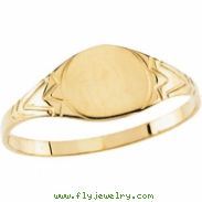 14kt White 06.00 MM Polished YOUTH ROUND SIGNET RING