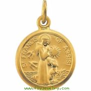 14kt White 10.15X12.00 MM Polished ST. FRANCIS OF ASSISI MEDAL