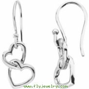 14kt White 16.50X9.50 MM PAIR Polished METAL HOOK HEART EARRING