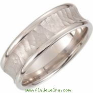 14kt White Band 10.00 07.50 MM Complete No Setting Polished FANCY CARVED BAND