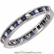 14kt White Band Complete with Stone 07.00 SQUARE 01.60 mm SAPPHIRE AND DIAMOND Polished 1/4CTW ETERN