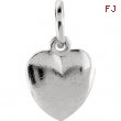 14kt White CHARM W/JUMP RING Complete No Setting 15.15X08.90 MM Polished POSH MOMMY HEART CHARM W/JU