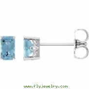 14kt White Complete with Stone Aquamarine 05.00X03.00 mm Pair Polished Aquamarine Earrings With Back
