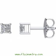 14kt White Complete with Stone Diamond 1/3 CTW 02.88-03.18 MM I1 G-H Friction Pair Polished PRINCESS
