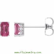 14kt White Complete with Stone Pink Tourmaline 05.00X03.00 mm Pair Polished Pink Tourmaline Earrings