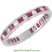 14kt White COMPLETE WITH STONES RUBY AND DIAMOND Polished NONE