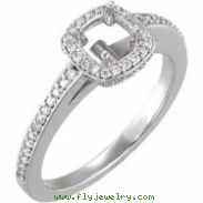 14kt White Engagement Ring Semi-Mount with Head 04.40 mm Polished 1/3 CTW Semi-Mount Engagement Ring