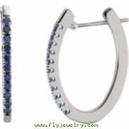 14kt White Sapphire Blue Pair Polished Hoop Earrings