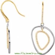 14kt Yellow & Sterling Silver COMPLETE WITH STONES PAIR 3/8 CT TW Polished NONE