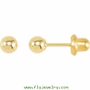 14kt Yellow 04.00 MM Polished INVERNESS BALL EARRING