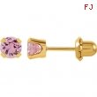 14kt Yellow 05.00 MM Polished INVERNESS PINK CZ EARRING