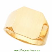14kt Yellow 15.00 MM Polished GENTS SIGNET RING W/BRUSH FINI
