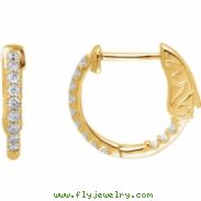 14kt Yellow Diamond White 1/4 Pair Polished Inside-Outside Hoop Earrings