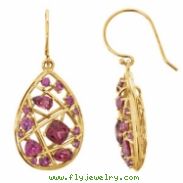 14kt Yellow EARRING Complete with Stone 35.60X16.10 MM PAIR VARIOUS VARIOUS RHODOLITE GARNET Polishe