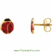14kt Yellow EARRING W/PACKAGING Complete No Setting 07.00X06.00 MM Polished YOUTH LADYBUG EAR W/BACK