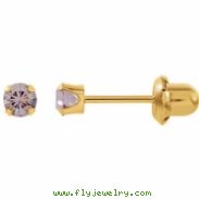 14kt Yellow JUNE 03.00 MM Polished SOLITAIRE BIRTHSTONE EARRING