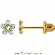 14kt Yellow MARCH 03.00X03.00 MM Polished FLOWER BIRTHSTONE EARRING