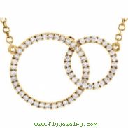 14kt Yellow NECKLACE Complete with Stone 18.00 INCH ROUND 01.00 mm WHITE DIAMOND Polished 1/3CTW DIA