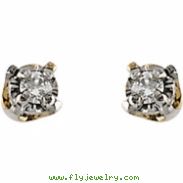 14kt Yellow PAIR Polished YOUTH DIAMOND EARRING
