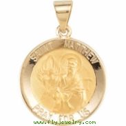 14kt Yellow Pendant Complete No Setting 18.50 MM Polished ROUND HOLLOW ST. MATTHEW MEDAL