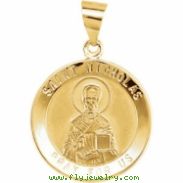 14kt Yellow Pendant Complete No Setting 18.50 MM Polished ROUND ST. NICHOLAS MEDAL