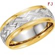14kt Yellow/White Band 09.50 07.00 MM Complete No Setting Polished TWO TONE DESIGN BAND (Y-W-Y)