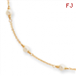 16in  Gold-plated  Small White Glass Pearl Necklace chain