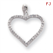18in Rhodium-plated Large CZ Heart Necklace chain