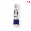 18in Rhodium-plated White & Square Blue CZ Necklace chain