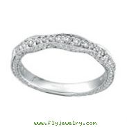18K White Gold Antique Style Diamond Wedding Band Ring