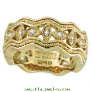 18K Yellow Gold Antique Style .22ct Diamond Zigzag Band Ring