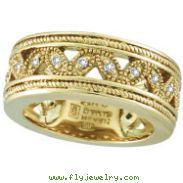 18K Yellow Gold Antique Style .25ct Diamond Band Eternity Ring
