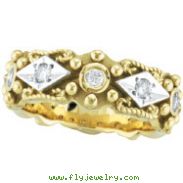 18K Yellow Gold Thick Antique Style .30ct Diamond Ring