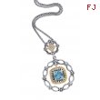 Alesandro Menegati 14K Accented Sterling Silver Necklace with Blue Topaz and Diamonds 