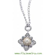 Alesandro Menegati 18K Accented Sterling Silver Necklace with Pearl Cabochon, Grey Pearl
