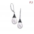 Alesandro Menegati Sterling Silver Black Diamonds and Pearl Earrings