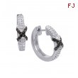 Alesandro Menegati Sterling Silver Black Diamonds and White Topaz Fashion Fancy Hoop Earrings