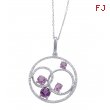 Alesandro Menegati Sterling Silver Circle Pendant Necklace with Diamonds and Amethysts