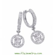 Alesandro Menegati Sterling Silver Dangle Earrings with Diamonds and White Topaz