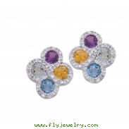 Alesandro Menegati Sterling Silver Earrings with Gemstones